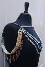 Load image into Gallery viewer, Green &amp; Pink Beaded Silver Epaulettes
