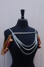 Load image into Gallery viewer, Berry &amp; Tan Tassel Silver Epaulettes
