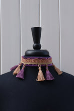 Load image into Gallery viewer, Purple &amp; Tan Tassel Choker
